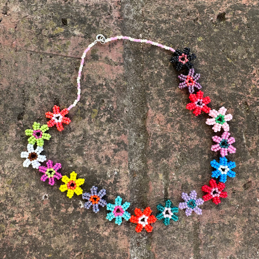 Matilda flowers beaded necklace