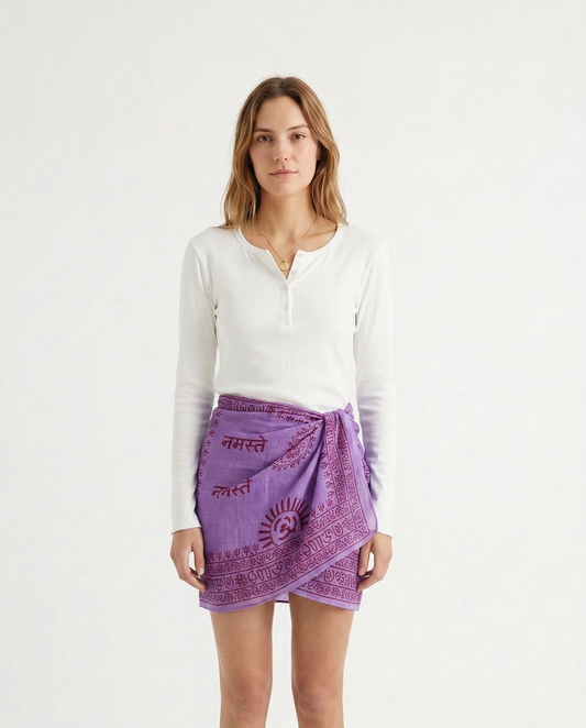 Om Cotton Sarong - Light Purple