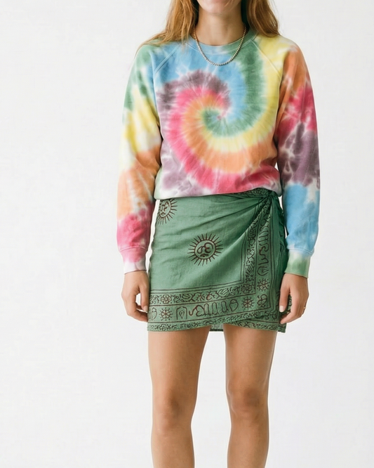 Om Cotton Sarong - Green