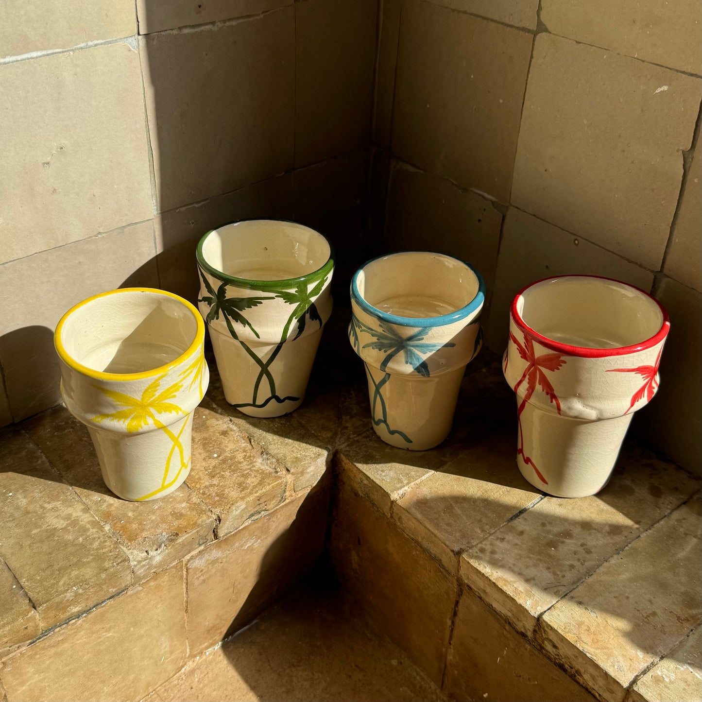 Palm Tree Ceramic Glass - Red