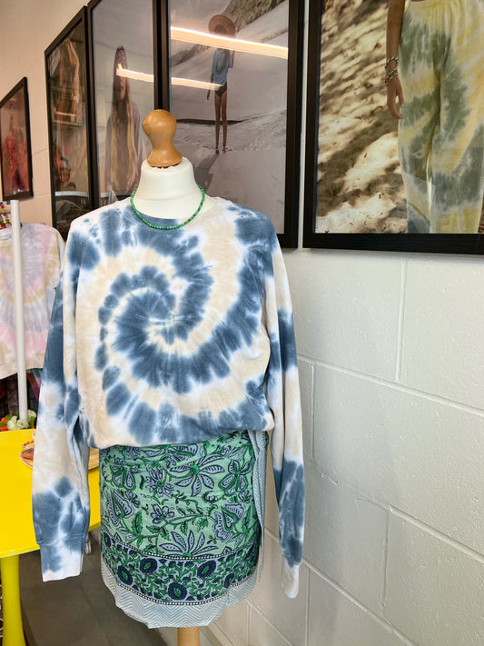 Tie Dye Sweat-Shirt Navy Beige