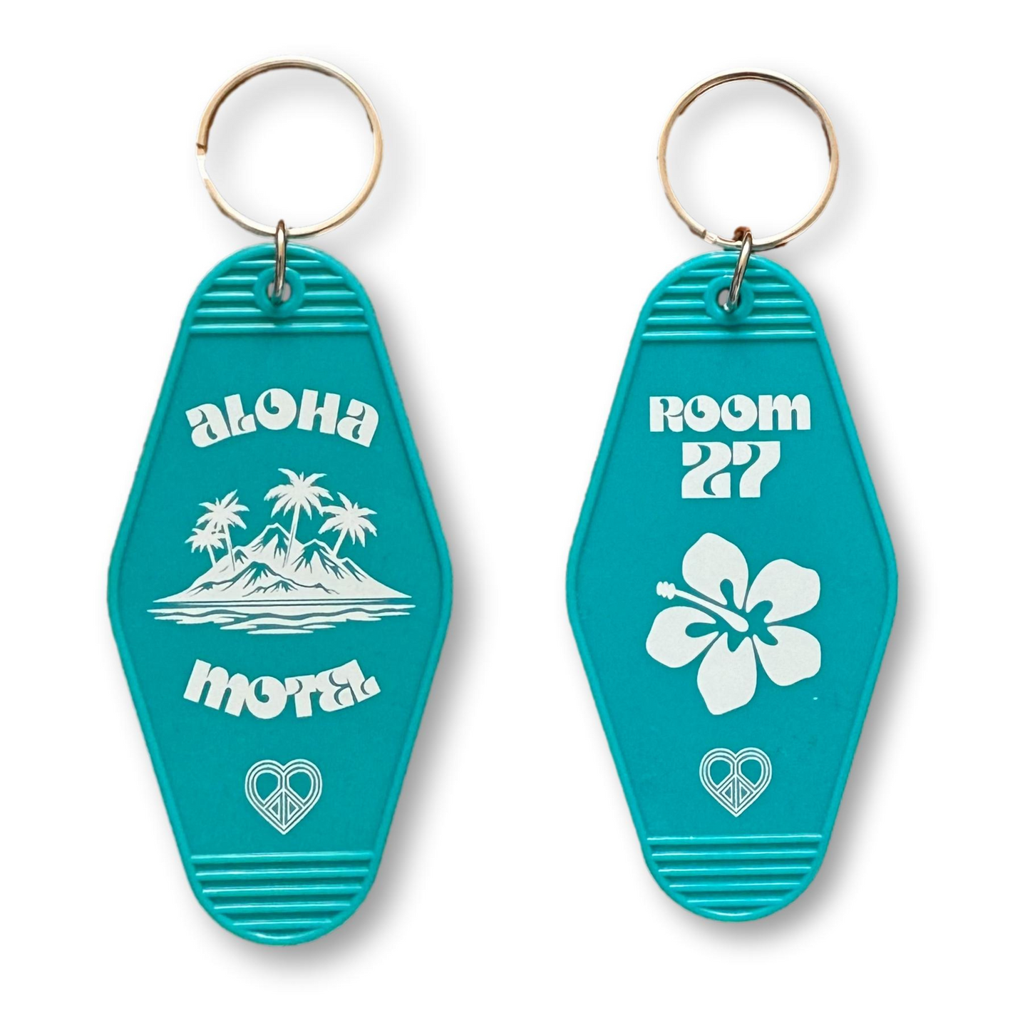 Double Sided Motel Keyring Blue