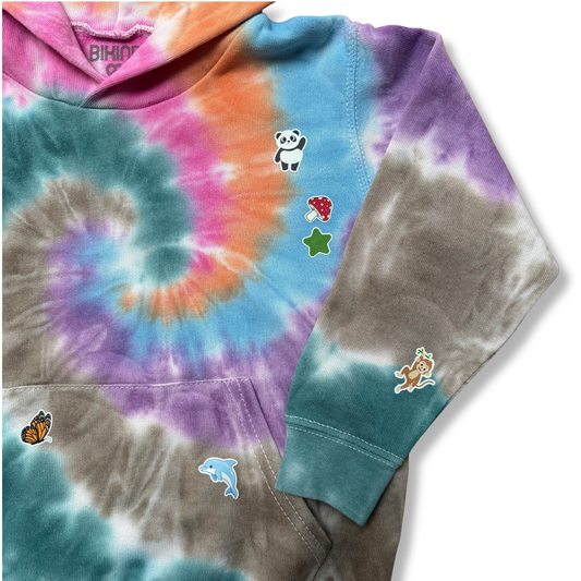 Tie Dye Hoodie KIDS with Printed Stickers!