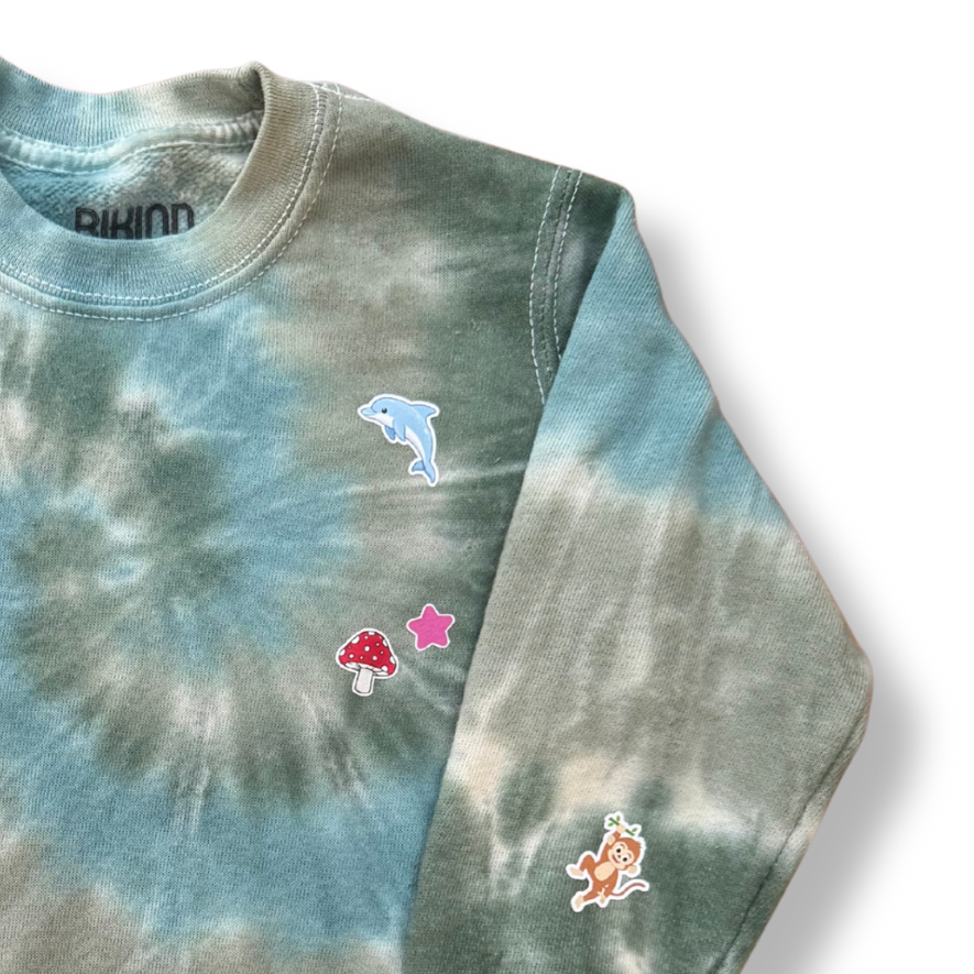 Tie Dye Sweat-Shirt KIDS with Printed Stickers!