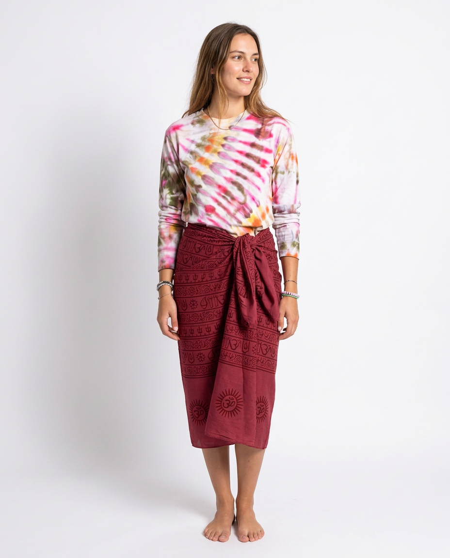 Om Cotton Sarong - Dark Terracotta