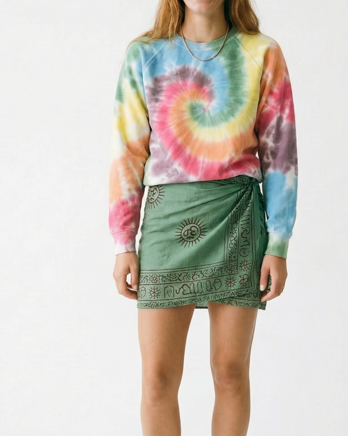 Om Cotton Sarong - Green