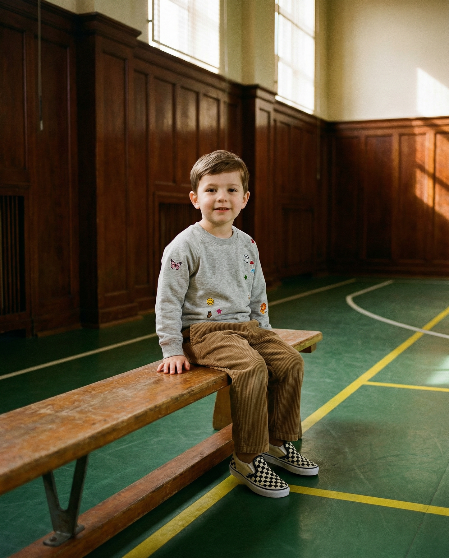 Heather Grey Sweat-Shirt KIDS with Printed Stickers!