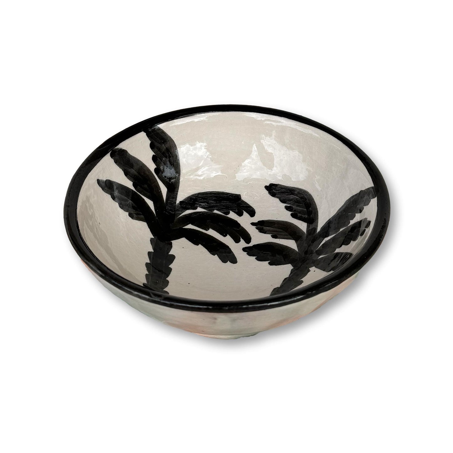 Palm Tree Ceramic Medium Bowl - Black