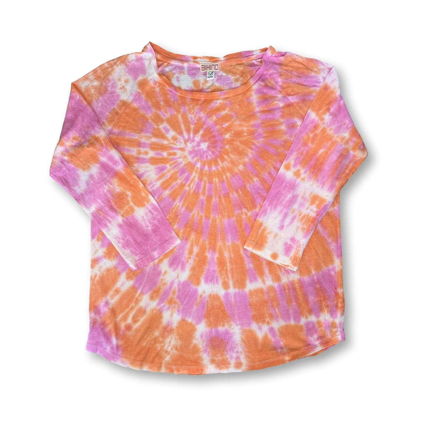 3/4 Sleeve Organic Tie Dye T-Shirt M