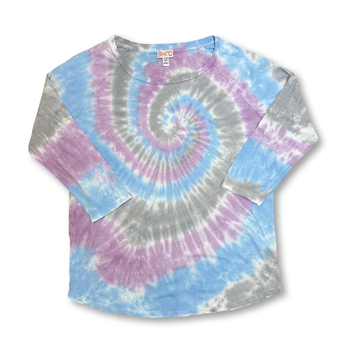 3/4 Sleeve Organic Tie Dye T-Shirt L