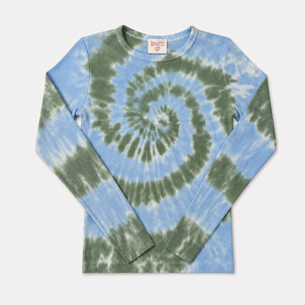 Jane long sleeves ribbed slim Tie Dye T-Shirt