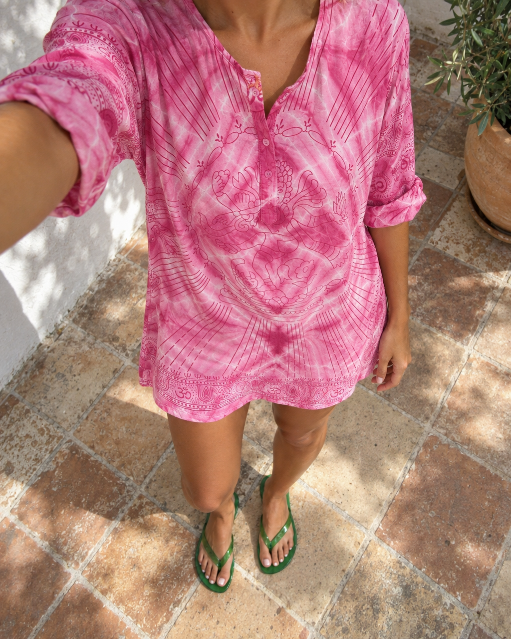 Om Tie Dye Summer Blouse Handmade