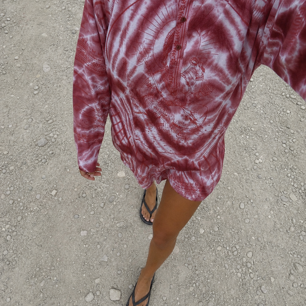 Om Tie Dye Summer Blouse Handmade