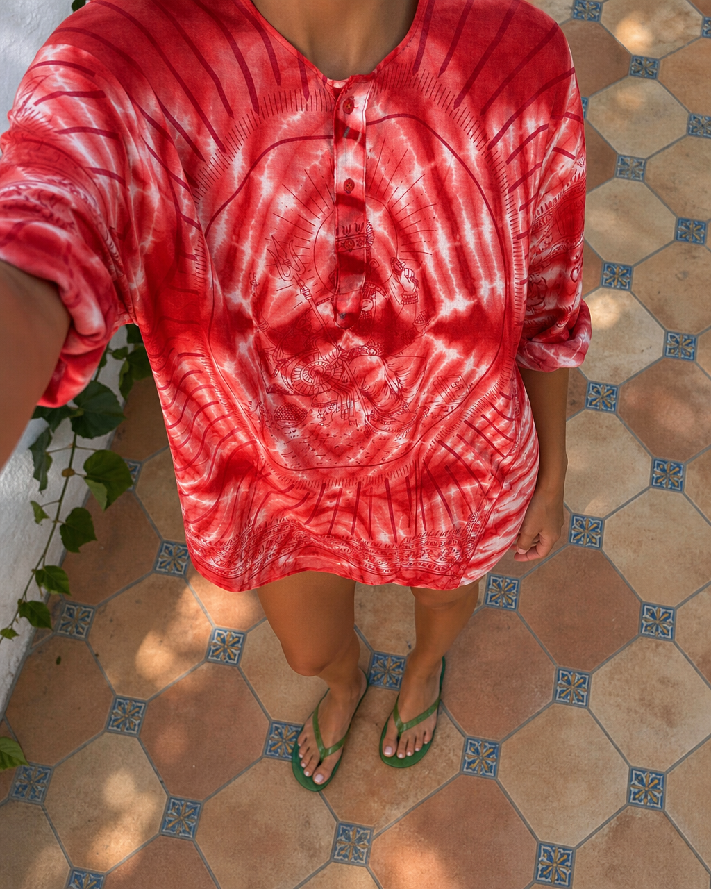 Om Tie Dye Summer Blouse Handmade