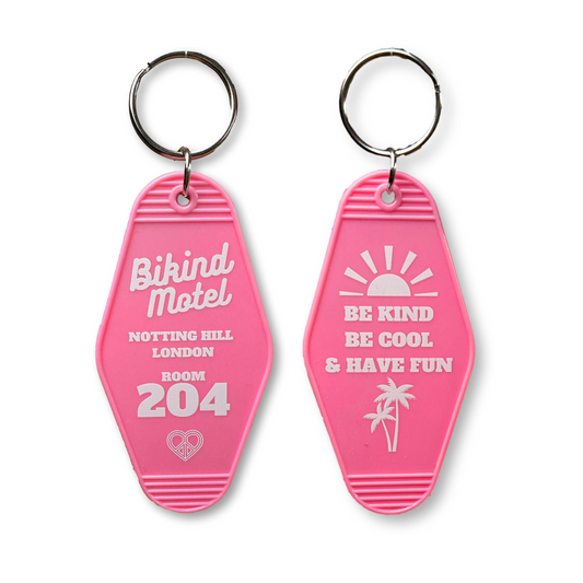 Double Sided Motel Keyring Pink