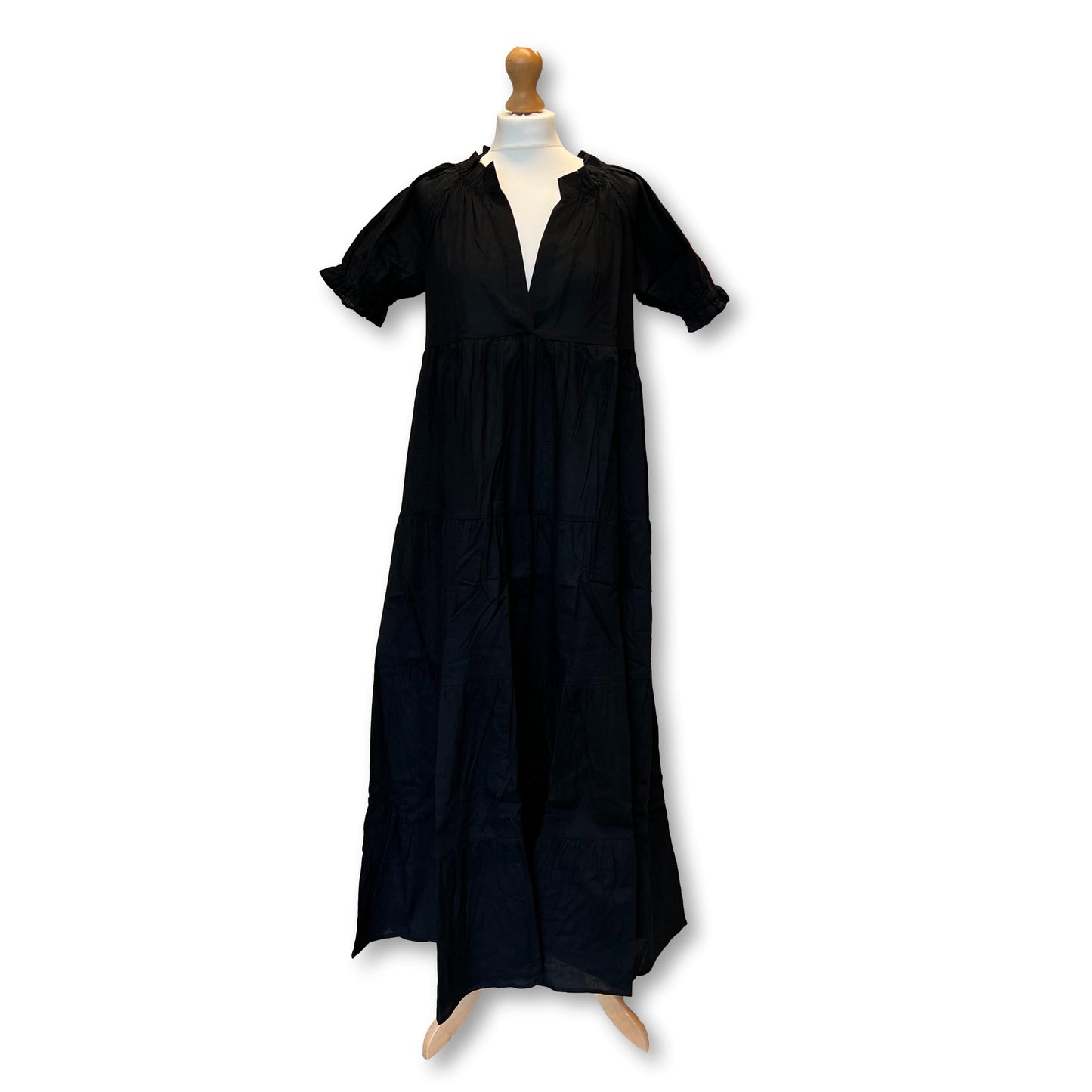 Mafalda Black Cotton Dress - Extra Long